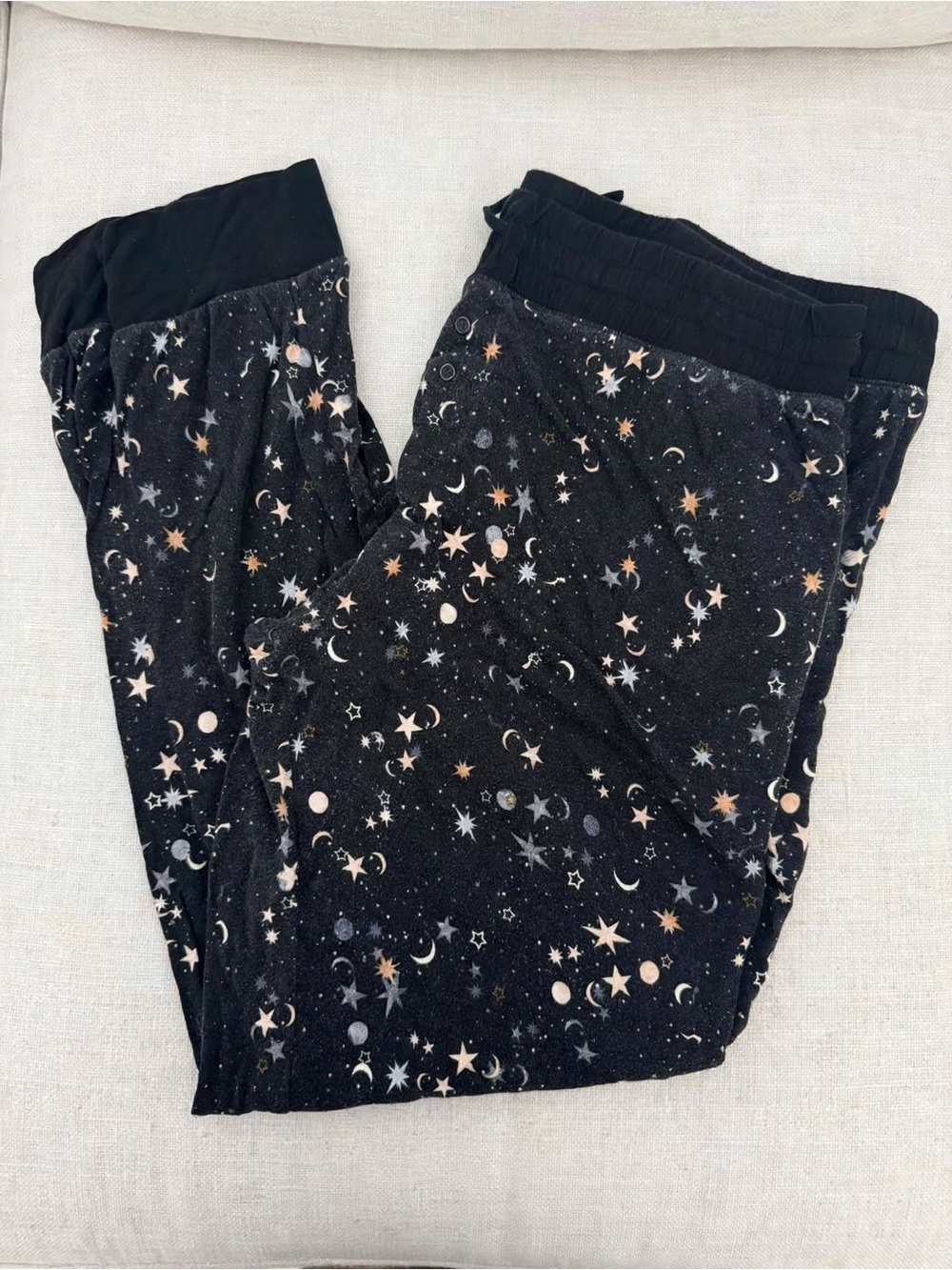 Little Sleepies XXL Womens Bamboo Pajama Joggers - Black Star Moon Print